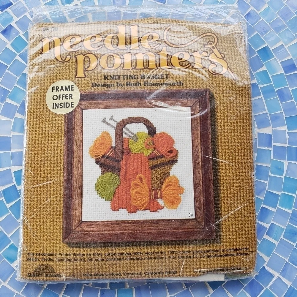 Needle Pointers Knitting Basket VTG 1975 Ruth Houseworth #5395 Kit 1970s Granny
